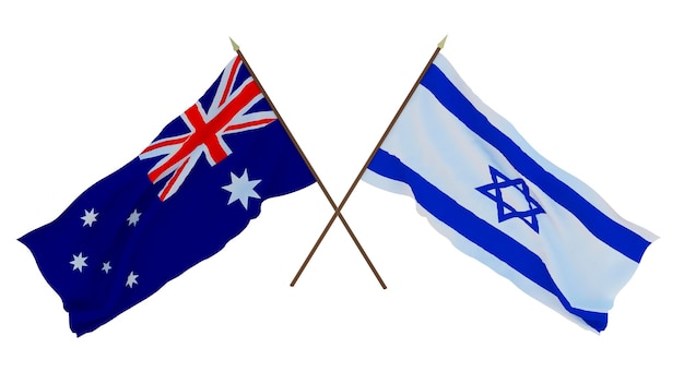 Plano de fundo para designers ilustradores Dia da Independência Nacional Bandeiras Austrália e Israel