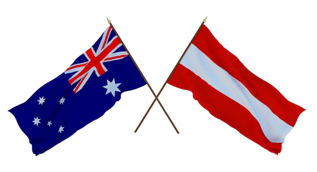 Plano de fundo para designers ilustradores Dia da Independência Nacional Bandeiras Austrália e Áustria