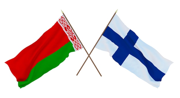 Plano de fundo para designers ilustradores Dia da Independência Nacional Bandeiras Bielorrússia e Finlândia