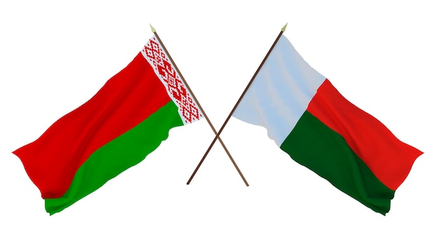 Plano de fundo para designers ilustradores Dia da Independência Nacional Bandeiras Bielorrússia e Madagascar