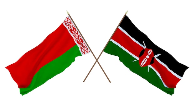 Plano de fundo para designers ilustradores Dia da Independência Nacional Bandeiras Bielorrússia e Quênia