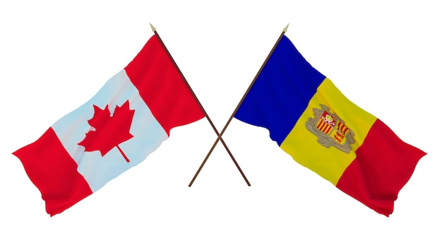 Plano de fundo para designers ilustradores Dia da Independência Nacional Bandeiras Canadá e Andorra