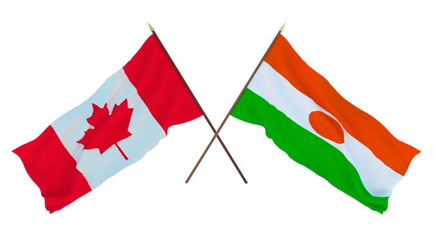 Plano de fundo para designers ilustradores Dia da Independência Nacional Bandeiras Canadá e Níger