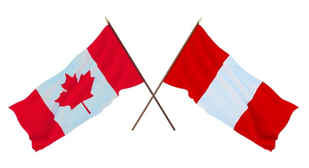 Plano de fundo para designers ilustradores Dia da Independência Nacional Bandeiras Canadá e Peru