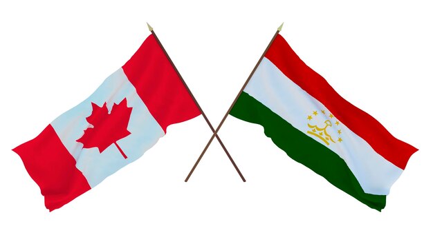 Plano de fundo para designers ilustradores Dia da Independência Nacional Bandeiras Canadá e Tajiquistão