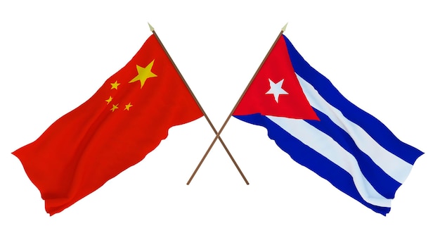 Plano de fundo para designers ilustradores Dia da Independência Nacional Bandeiras China e Cuba