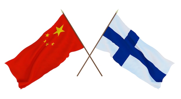 Plano de fundo para designers ilustradores Dia da Independência Nacional Bandeiras China e Finlândia