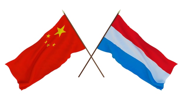 Plano de fundo para designers ilustradores Dia da Independência Nacional Bandeiras China e Luxemburgo