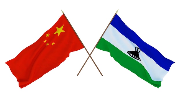 Plano de fundo para designers ilustradores Dia da Independência Nacional Bandeiras Chine e Lesoto