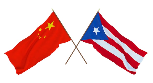 Plano de fundo para designers ilustradores Dia da Independência Nacional Bandeiras Chine e PuertoRico