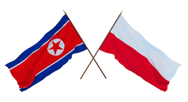 Plano de fundo para designers ilustradores Dia da Independência Nacional Bandeiras Coreia do Norte e Polônia