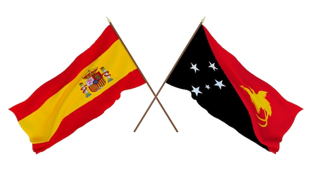 Plano de fundo para designers ilustradores Dia da Independência Nacional Bandeiras Espanha e Guiné