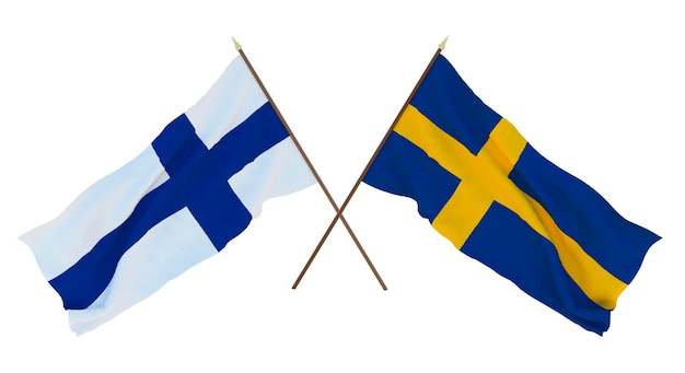 Plano de fundo para designers ilustradores Dia da Independência Nacional Bandeiras Finlândia e Suécia