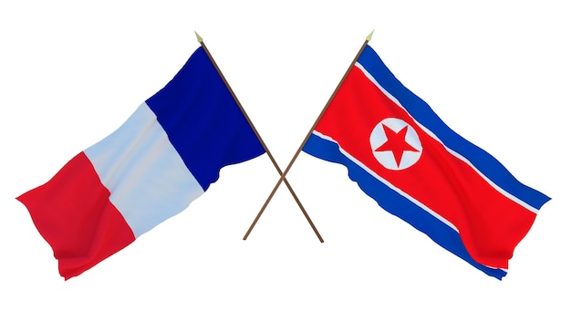 Plano de fundo para designers ilustradores Dia da Independência Nacional Bandeiras França e Coreia do Norte