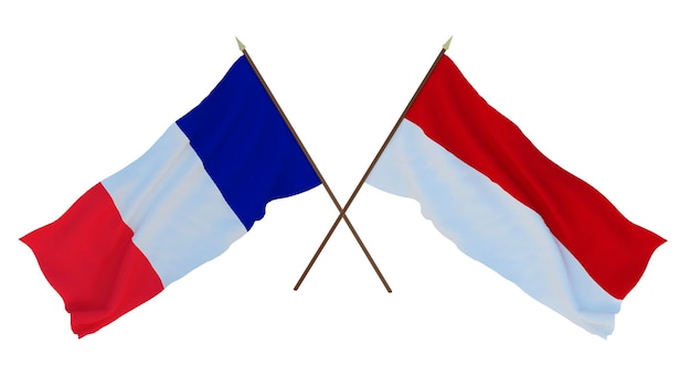 Plano de fundo para designers ilustradores Dia da Independência Nacional Bandeiras França e Monako