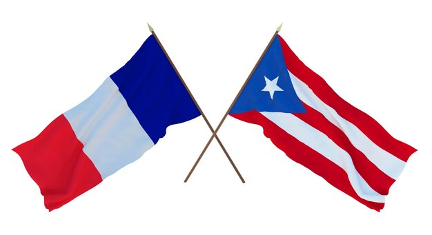 Plano de fundo para designers ilustradores Dia da Independência Nacional Bandeiras França e PuertoRico