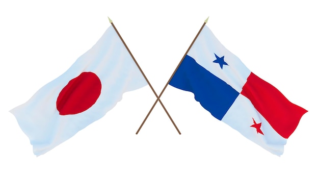 Plano de fundo para designers ilustradores Dia da Independência Nacional Bandeiras Japão e Panamá