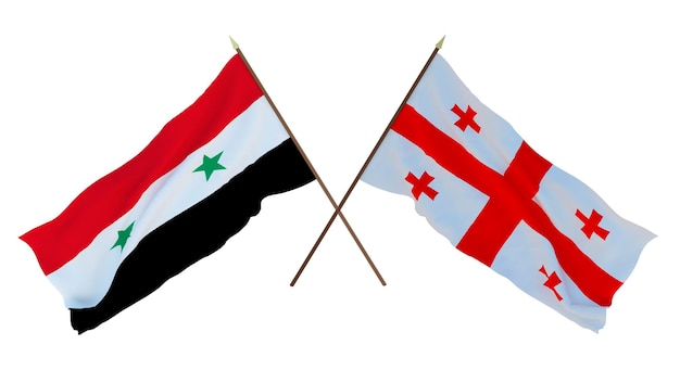 Plano de fundo para designers ilustradores Dia da Independência Nacional Bandeiras Síria e Geórgia