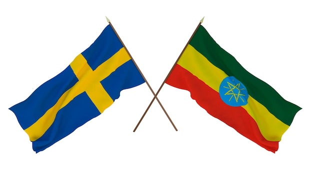 Plano de fundo para designers ilustradores Dia da Independência Nacional Bandeiras Suécia e Etiópia