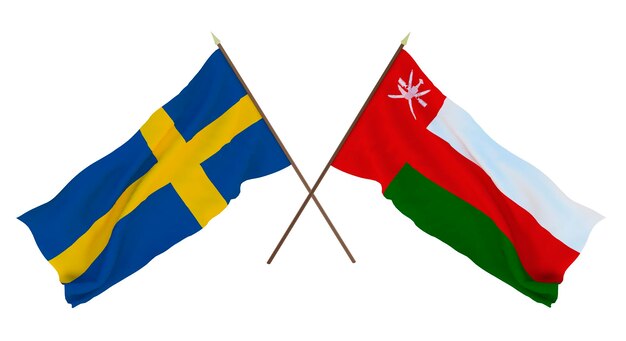 Plano de fundo para designers ilustradores Dia da Independência Nacional Bandeiras Suécia e Omã