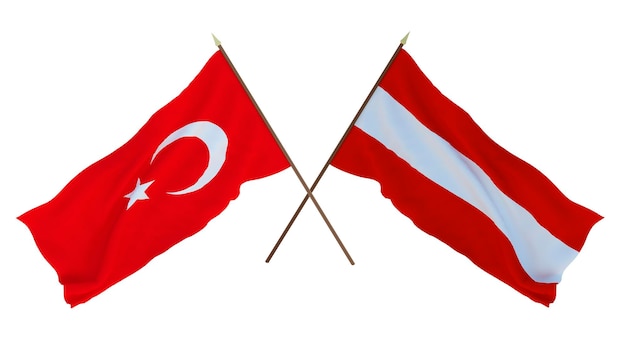 Plano de fundo para designers ilustradores Dia da Independência Nacional Bandeiras Turquia e Áustria