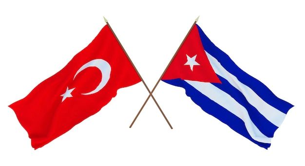 Plano de fundo para designers ilustradores Dia da Independência Nacional Bandeiras Turquia e Cuba