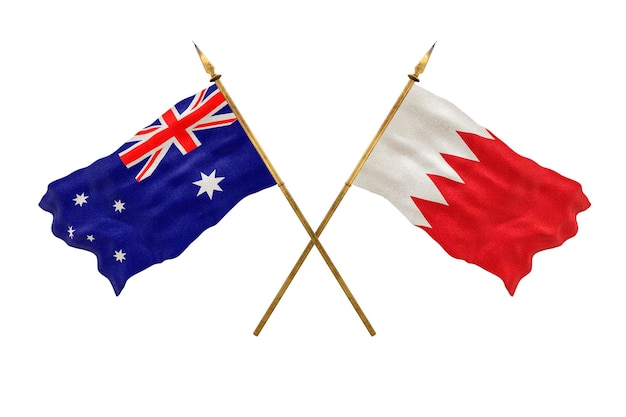 Plano de fundo para designers Modelo 3D do Dia Nacional Bandeiras nacionais Austrália e Bahrein