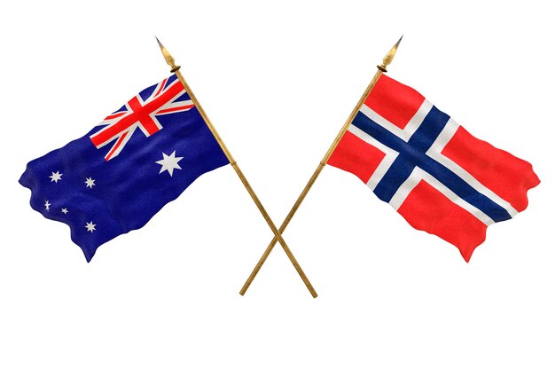 Plano de fundo para designers Modelo 3D do Dia Nacional Bandeiras nacionais Austrália e ilha de Bouvet
