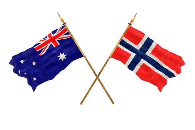 Plano de fundo para designers Modelo 3D do Dia Nacional Bandeiras nacionais Austrália e Jian mayen