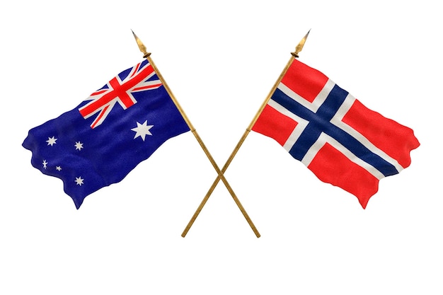 Plano de fundo para designers Modelo 3D do Dia Nacional Bandeiras nacionais da Austrália e Svalbard
