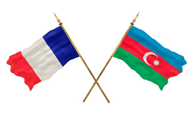 Plano de fundo para designers Modelo 3D do Dia Nacional Bandeiras nacionais da República Popular da França e do Azerbaijão