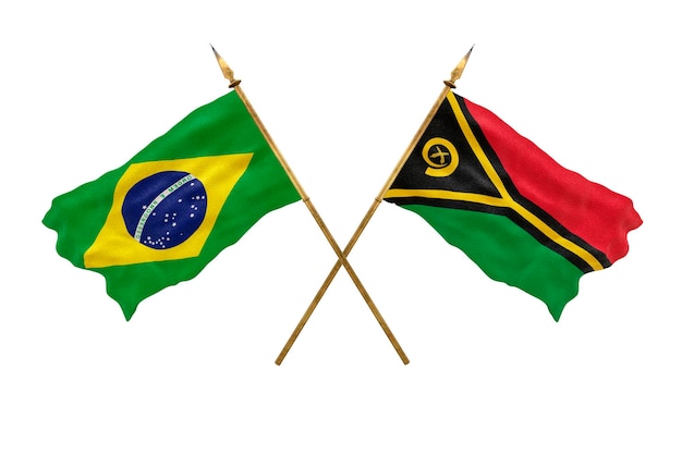 Plano de fundo para designers Modelo 3D do Dia Nacional Bandeiras nacionais da República Popular do Brasil e Vanuatu