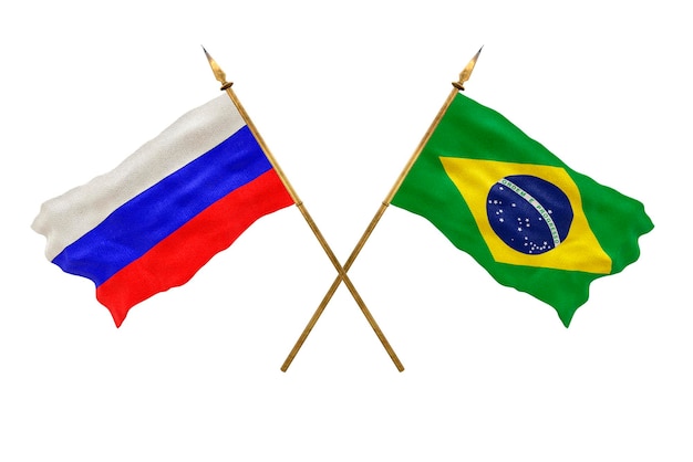 Foto plano de fundo para designers modelo 3d do dia nacional bandeiras nacionais da rússia e do brasil