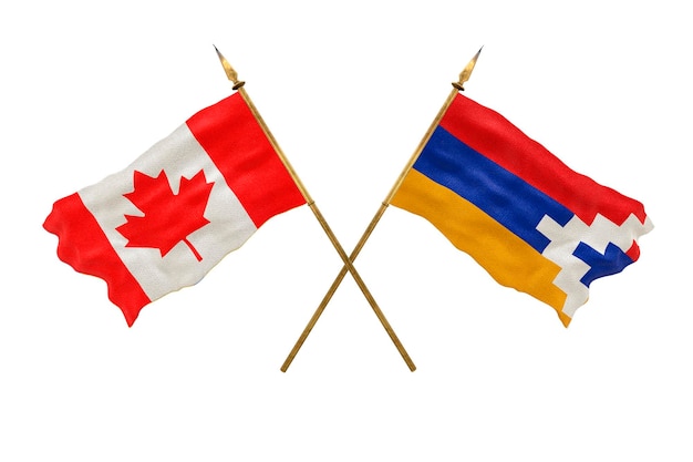 Plano de fundo para designers Modelo 3D do Dia Nacional Bandeiras nacionais do Canadá e Artsakh