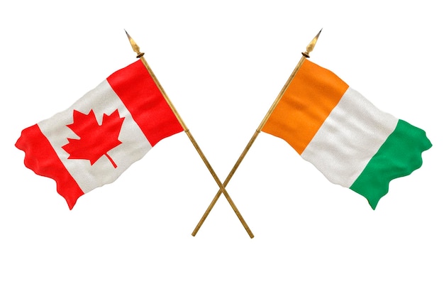 Plano de fundo para designers Modelo 3D do Dia Nacional Bandeiras nacionais do Canadá e da Costa do Marfim