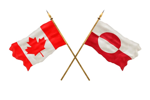 Plano de fundo para designers Modelo 3D do Dia Nacional Bandeiras nacionais do Canadá e da Groenlândia
