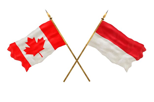 Plano de fundo para designers Modelo 3D do Dia Nacional Bandeiras nacionais do Canadá e Mônaco