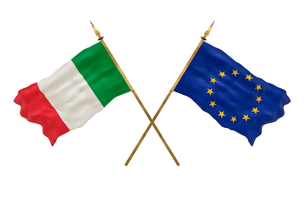Plano de fundo para designers Modelo 3D do Dia Nacional Bandeiras nacionais Itália e Europa