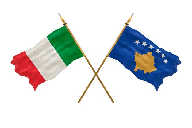 Plano de fundo para designers Modelo 3D do Dia Nacional Bandeiras nacionais Itália e Kosovo