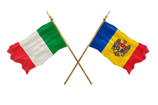 Plano de fundo para designers Modelo 3D do Dia Nacional Bandeiras nacionais Itália e Moldávia