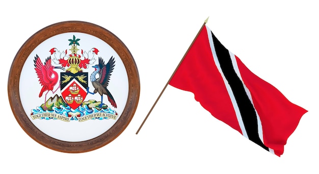 Foto plano de fundo para editores e designers ilustração 3d de feriado nacional bandeira e o brasão de armas de trinidad e tobago