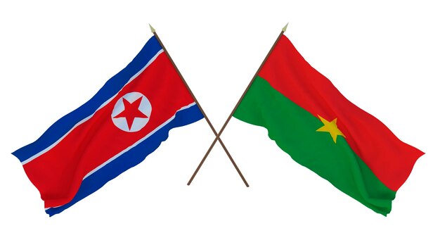 Plano de fundo para ilustradores designers Dia da Independência Nacional Bandeiras Coreia do Norte e Burkina Faso