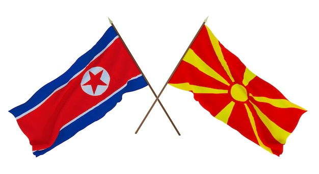 Plano de fundo para ilustradores designers Dia da Independência Nacional Bandeiras Coreia do Norte e Macedônia