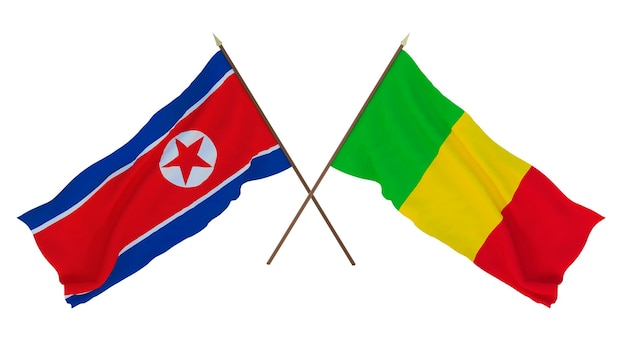 Plano de fundo para ilustradores designers Dia da Independência Nacional Bandeiras Coreia do Norte e Mali