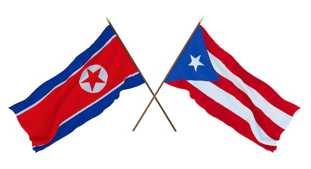 Plano de fundo para ilustradores designers Dia da Independência Nacional Bandeiras Coreia do Norte e PuertoRico