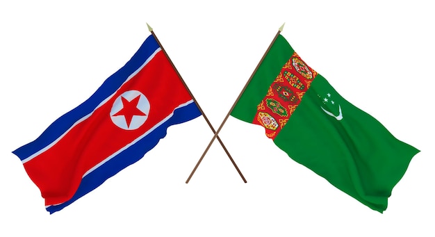 Plano de fundo para ilustradores designers Dia da Independência Nacional Bandeiras Coreia do Norte e Turcomenistão