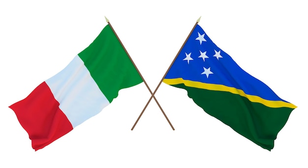 Plano de fundo para ilustradores designers Dia da Independência Nacional Bandeiras Itália e Ilhas Salomão