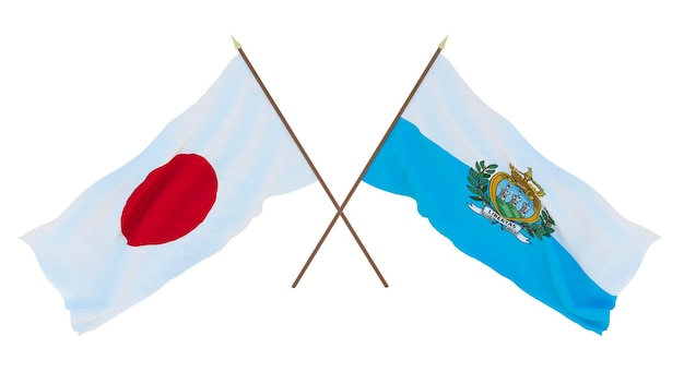 Plano de fundo para ilustradores designers Dia da Independência Nacional Bandeiras Japão e San Marino