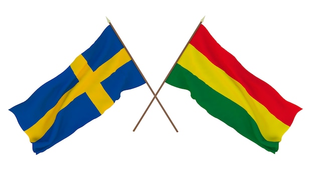 Plano de fundo para ilustradores designers Dia da Independência Nacional Bandeiras Suécia e Bolívia