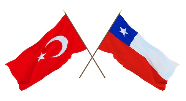 Plano de fundo para ilustradores designers Dia da Independência Nacional Bandeiras Turquia e Chile